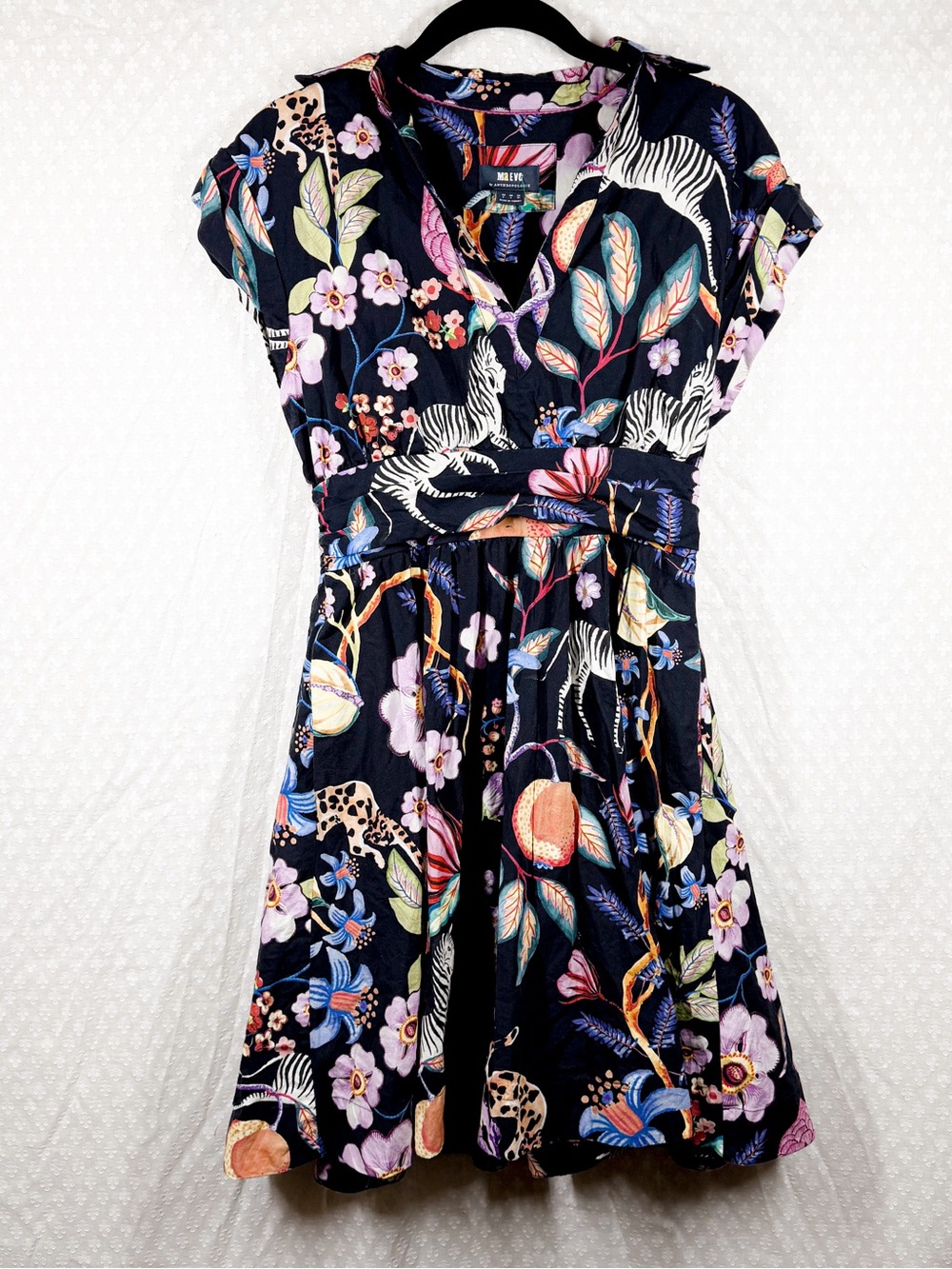 Anthropologie Maeve Multicolor Floral Zebra Print Fit Flare Dress - Picture 2 of 6